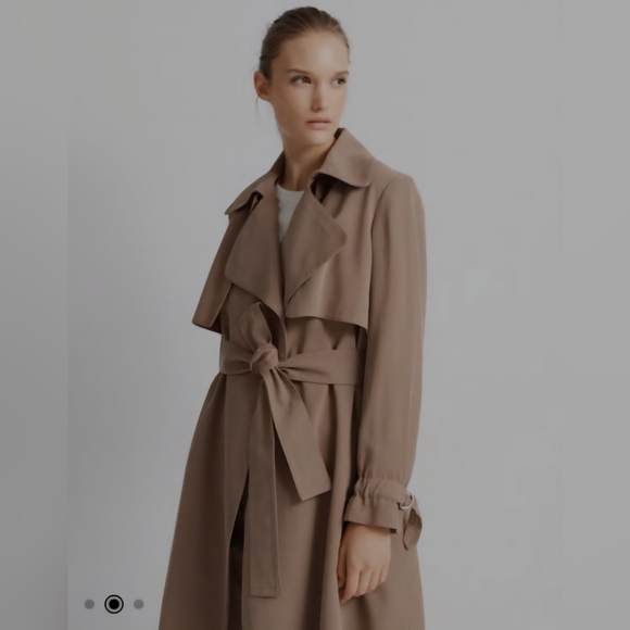 CLUB MONACO Elima Brown Trench Coat | Jacket with Belt. Size Small. NWT. - Picture 2 of 14